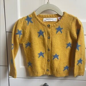 Zara Kids Mustard Cardigan with Blue Stars